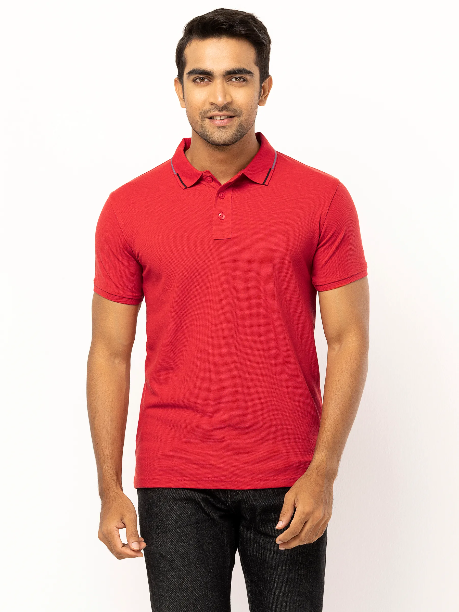 Red Mixed Cotton Polo Shirt